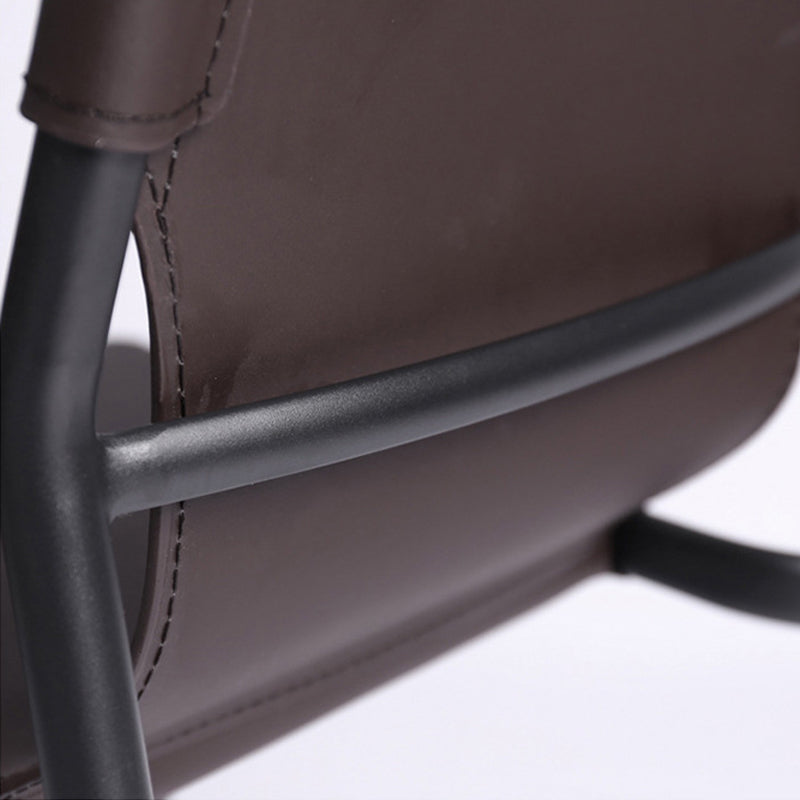 Industrial Leather Dining Chairs Armless Side Chairs with Metal Legs for Home Use