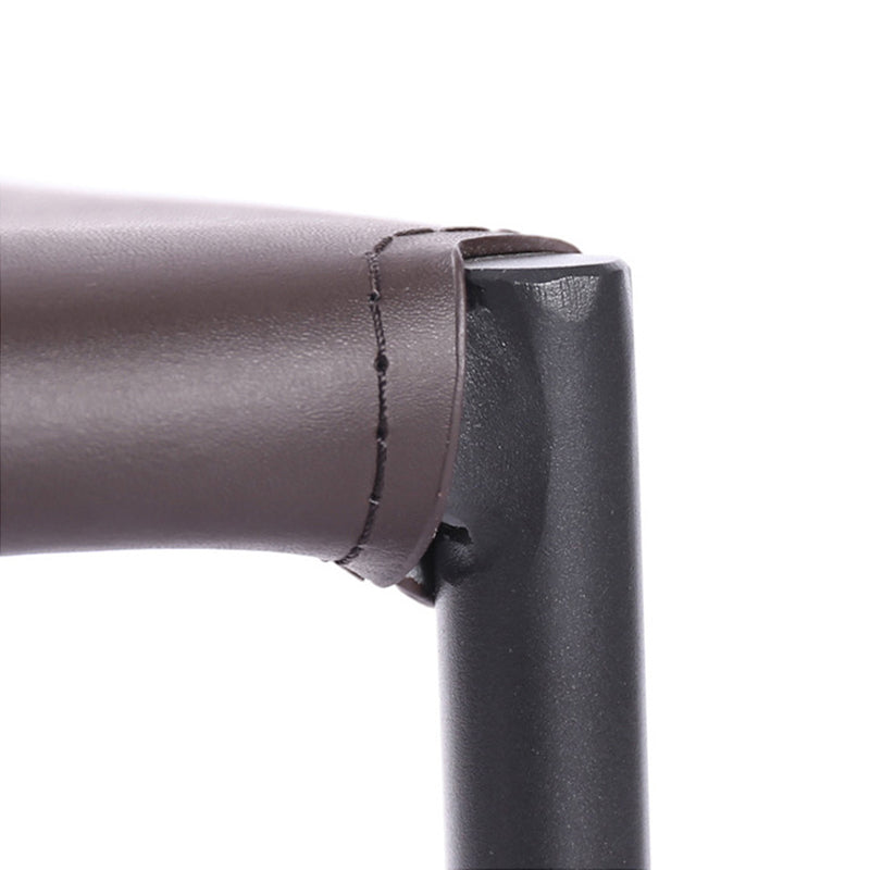 Industrial Leather Dining Chairs Armless Side Chairs with Metal Legs for Home Use