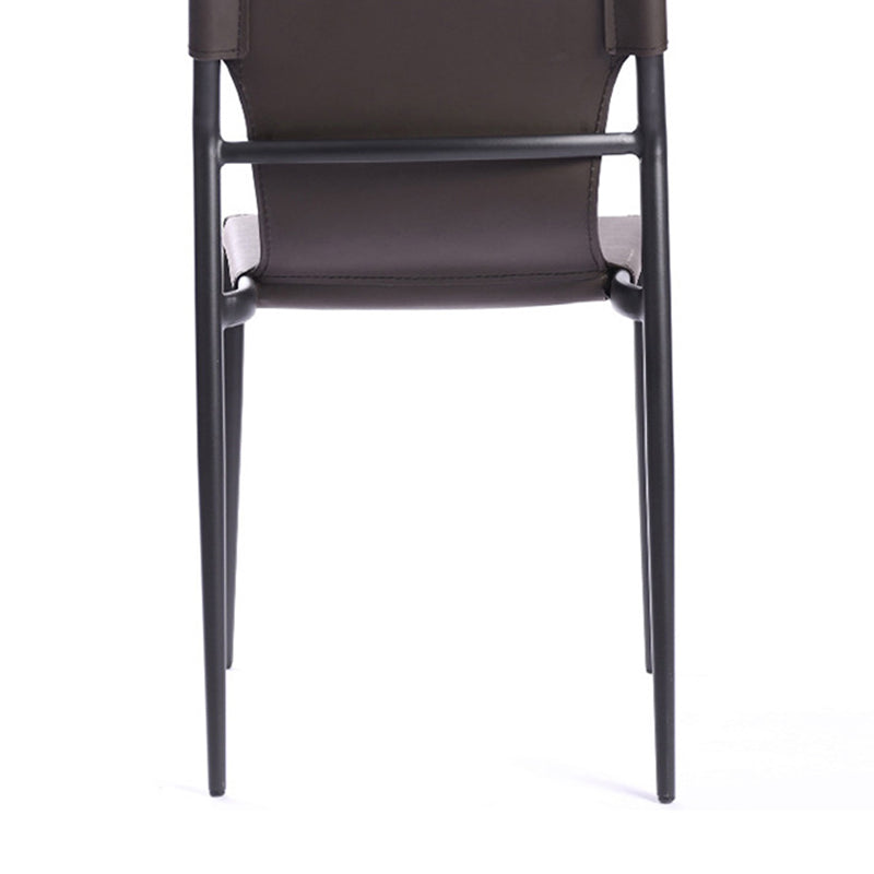 Industrial Leather Dining Chairs Armless Side Chairs with Metal Legs for Home Use