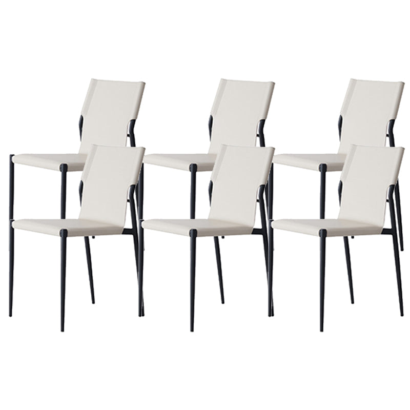 Industrial Leather Dining Chairs Armless Side Chairs with Metal Legs for Home Use