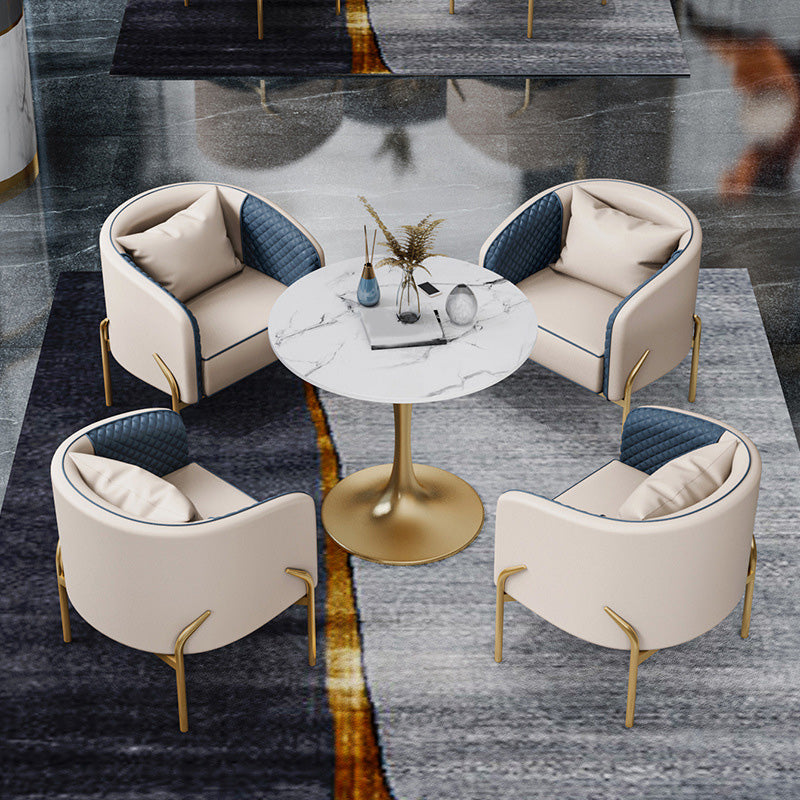Contemporary Round Dining Table White Stone Top Table for Home