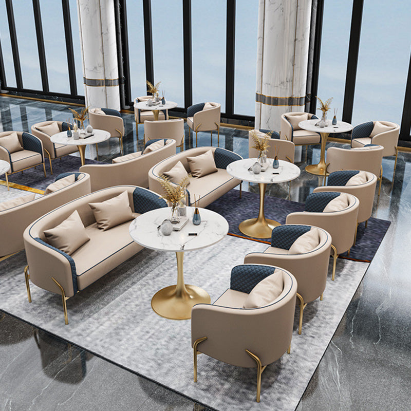 Contemporary Round Dining Table White Stone Top Table for Home