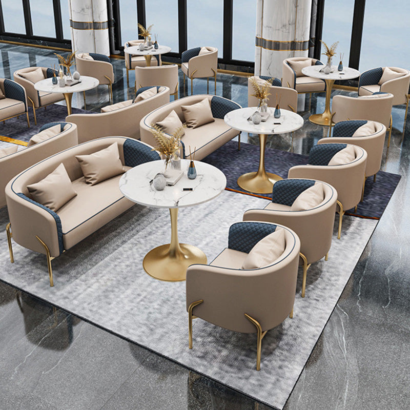 Contemporary Round Dining Table White Stone Top Table for Home