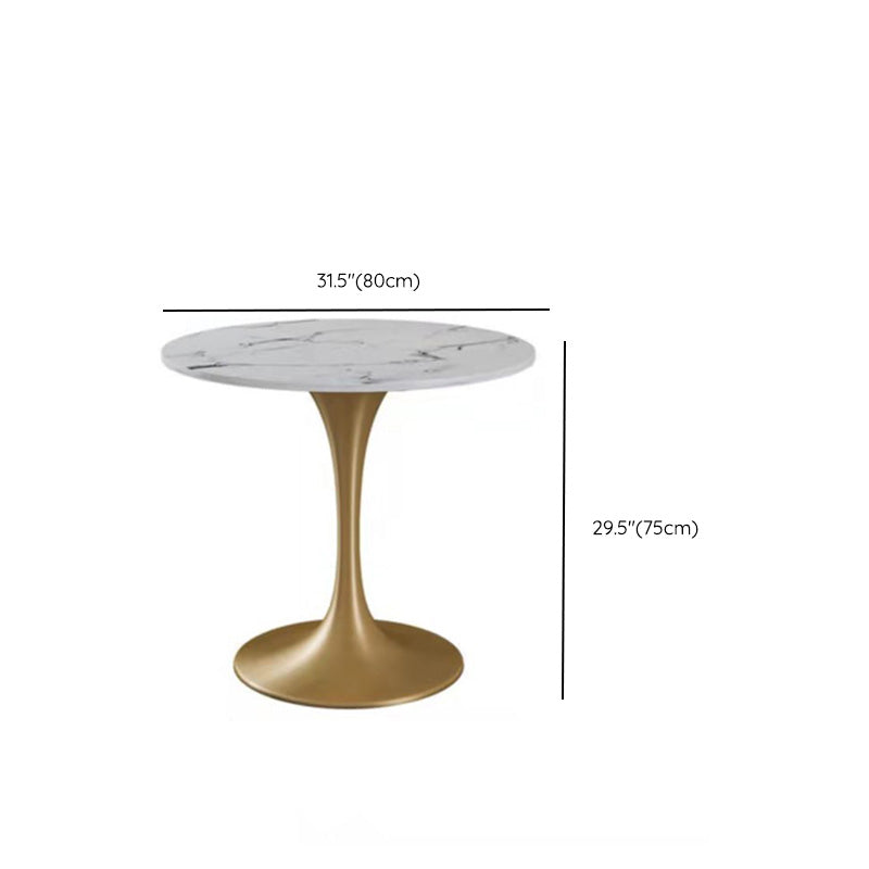Contemporary Round Dining Table White Stone Top Table for Home