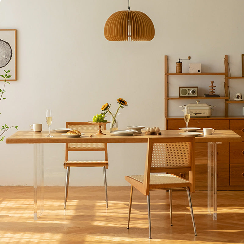 Rectangle Double Base Dining Table Modern Pine Wood Table for Kitchen Dining Room