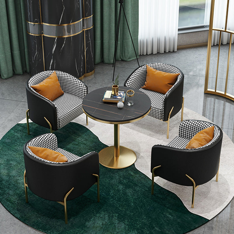 Traditional Luxury Round Dining Table Black Stone Top Table for Home