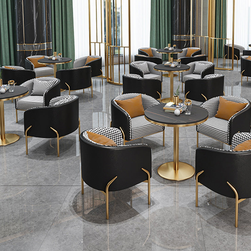 Traditional Luxury Round Dining Table Black Stone Top Table for Home
