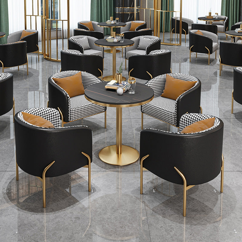 Traditional Luxury Round Dining Table Black Stone Top Table for Home