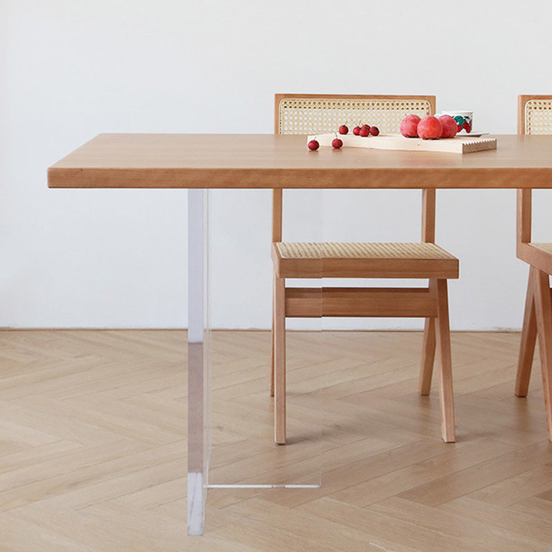 Glam Rectangle Table Wooden Table with Acrylic Legs for Home