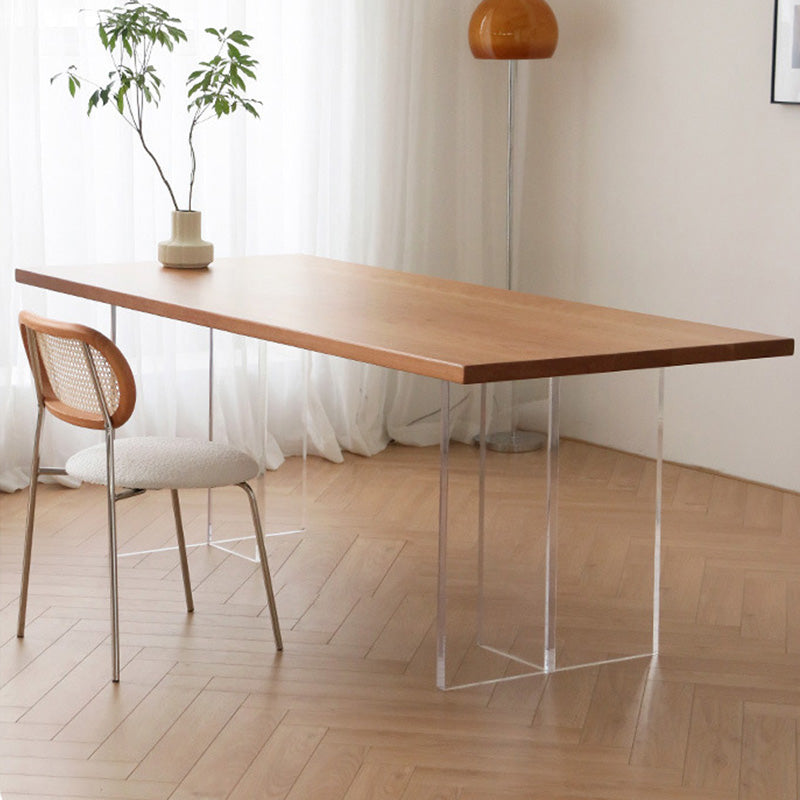 Glam Rectangle Table Wooden Table with Acrylic Legs for Home