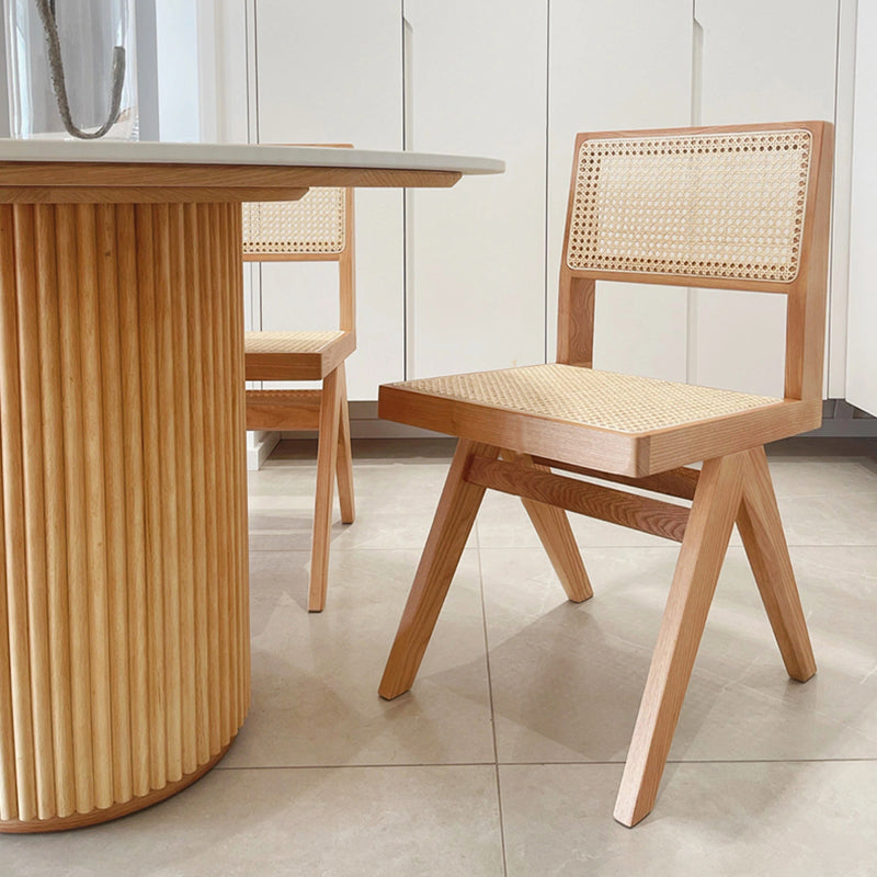 Round Stone Dining Table Modern Solid Wood Pedestal Base Dining Table