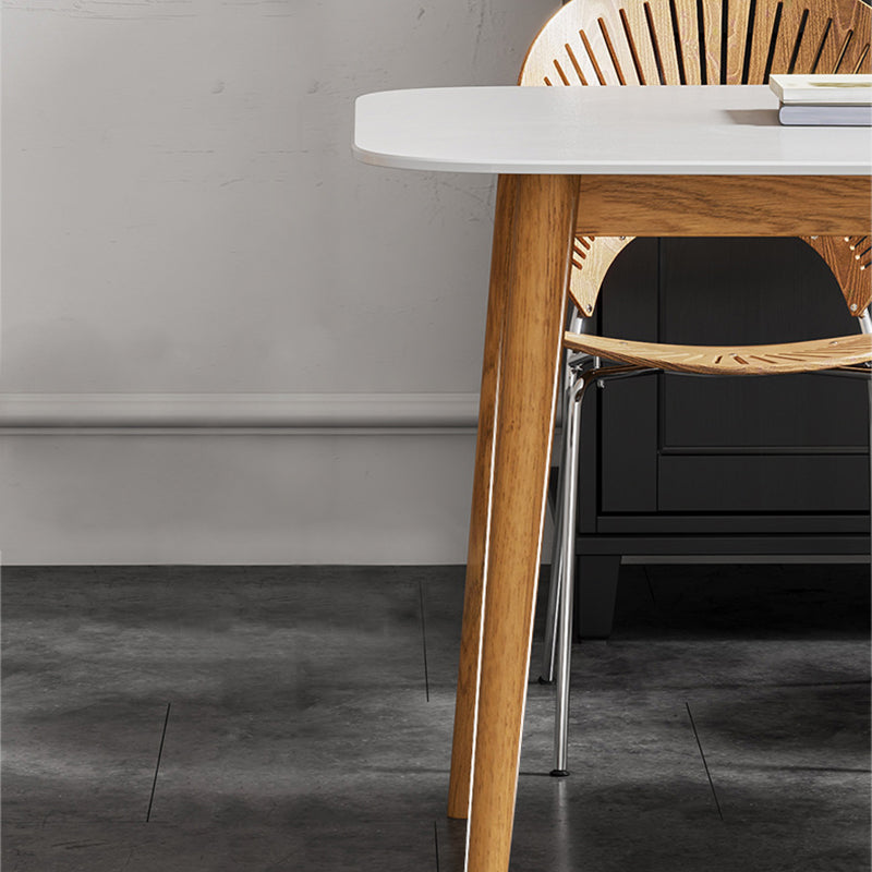 Modern Rectangle Table Sintered Stone Table with Wood Legs for Home