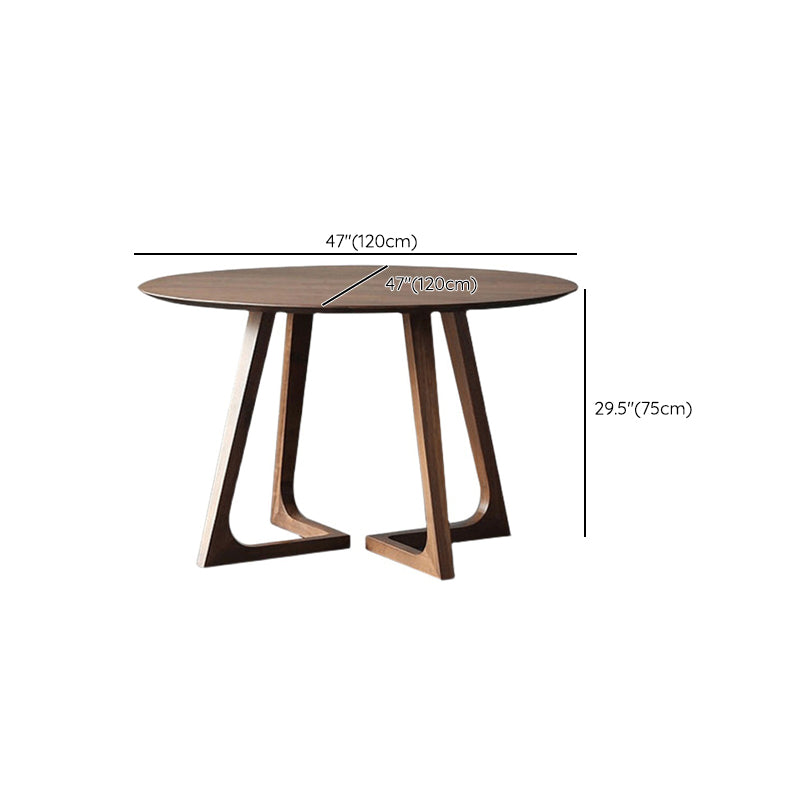 Round Double Pedestal Dining Table Modern Rubber Wood Table for Kitchen