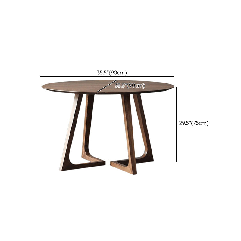 Round Double Pedestal Dining Table Modern Rubber Wood Table for Kitchen