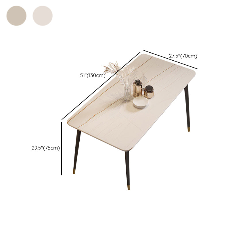 Rectangle Black Base Dining Table Modern Stone Table for Living Room
