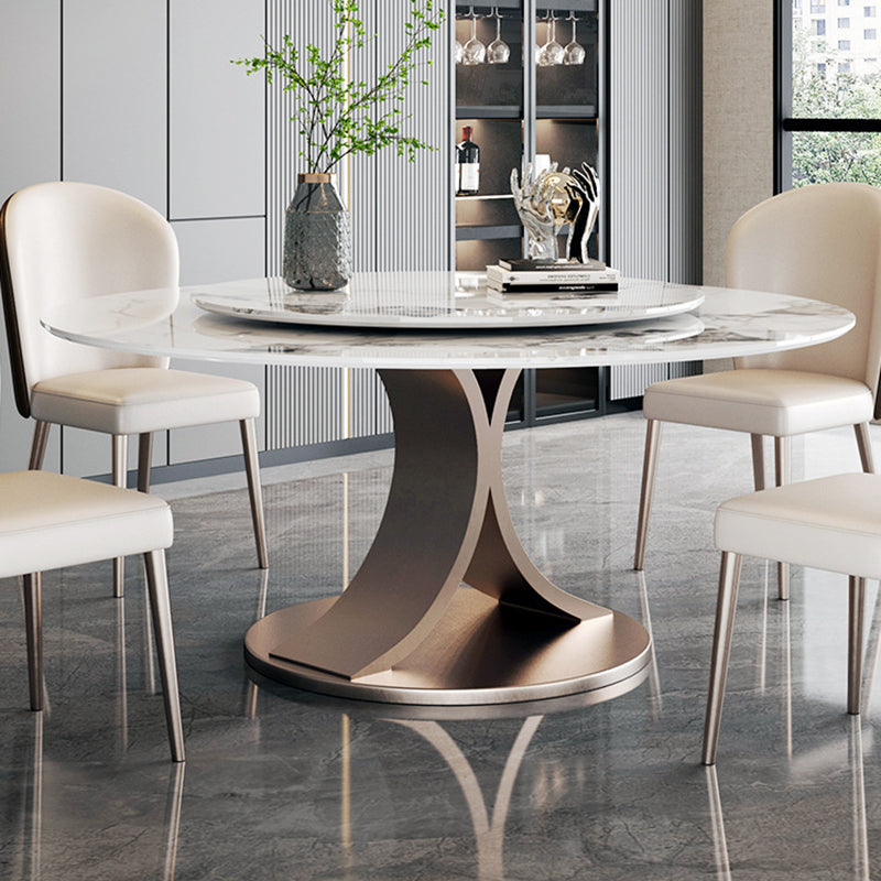 Glam Dining Round Table Sintered Stone Table with Metal Legs for Home Use