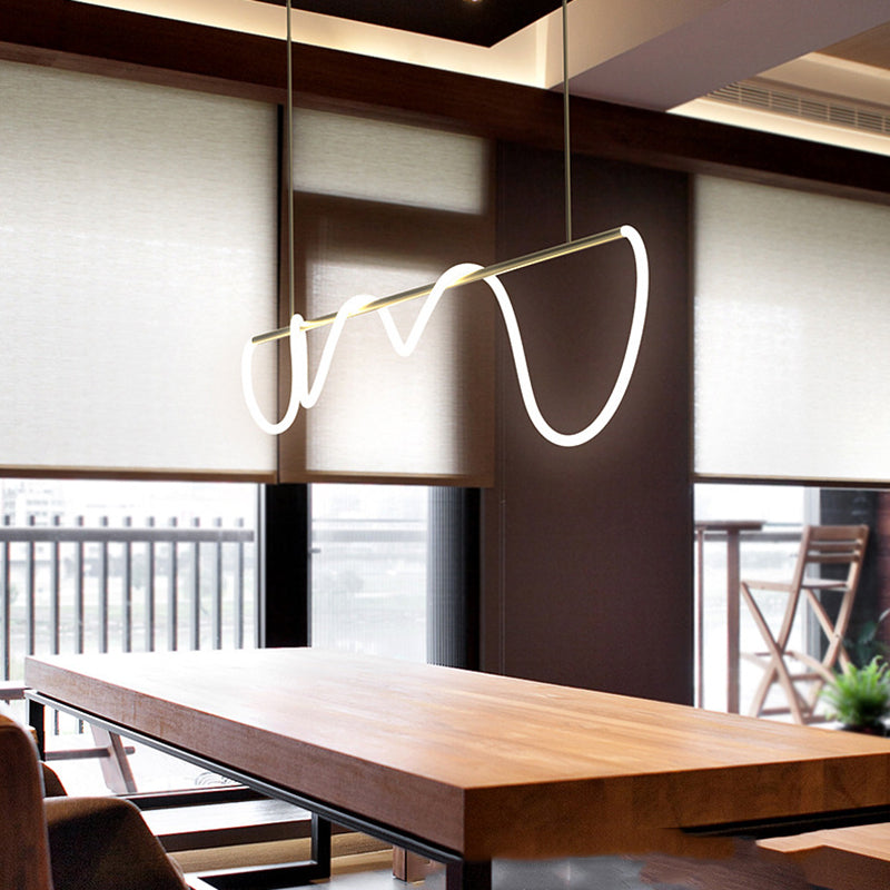 Linear Shape Chandelier Lighting Modern Style Metal 1 Lights Island Lamps in Gold