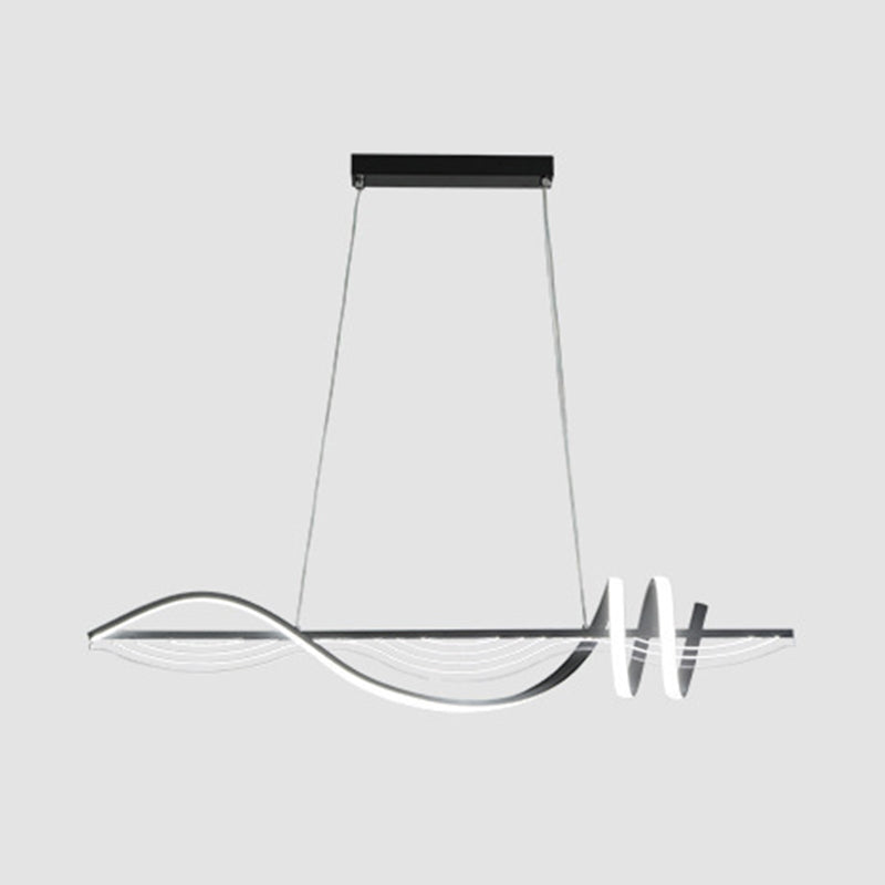 Linear Shape Chandelier Lighting Modern Style Metal 1 Lights Island Lamp in White/Black