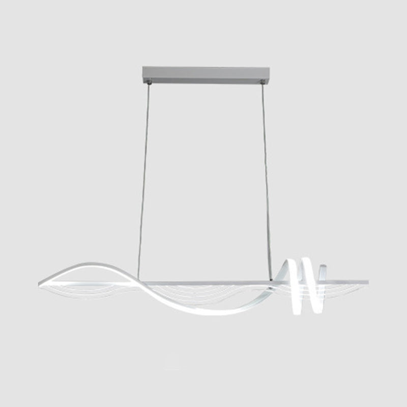 Linear Shape Chandelier Lighting Modern Style Metal 1 Lights Island Lamp in White/Black