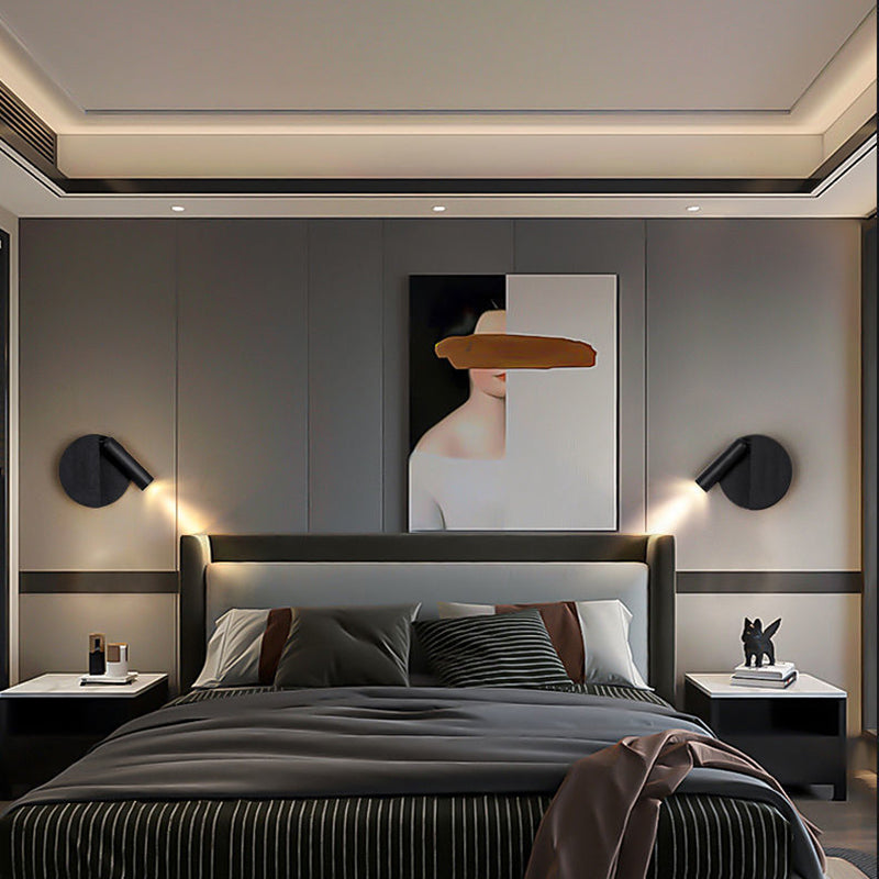 Modern Style Wall Lamp Metal 1 Light Sconces in Black for Bedroom