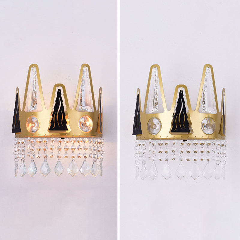 Iron and Crystal 2 - Light Wall Sconce Post Modern Wall Light in Gold and Clear