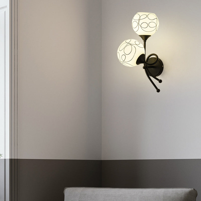 Glass Globe Sconce Light Fixture Modern 2-Light Wall Light for Bedroom