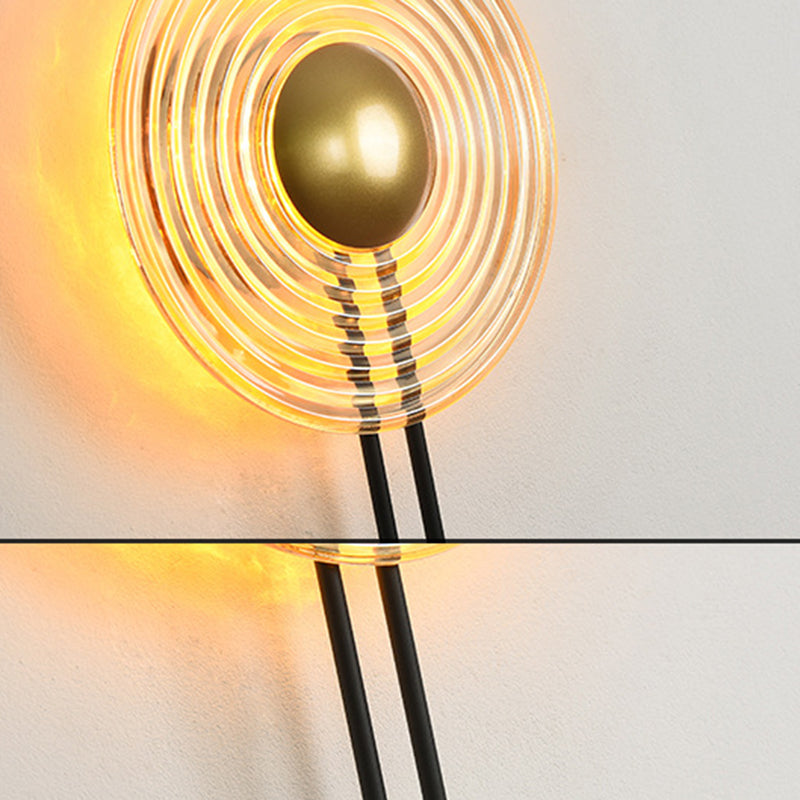Glass Round Wall Light Modern 1-Light Wall Lights in Gold for Bedroom