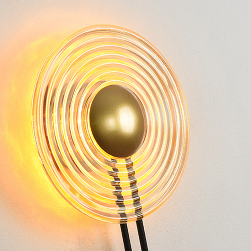 Glass Round Wall Light Modern 1-Light Wall Lights in Gold for Bedroom