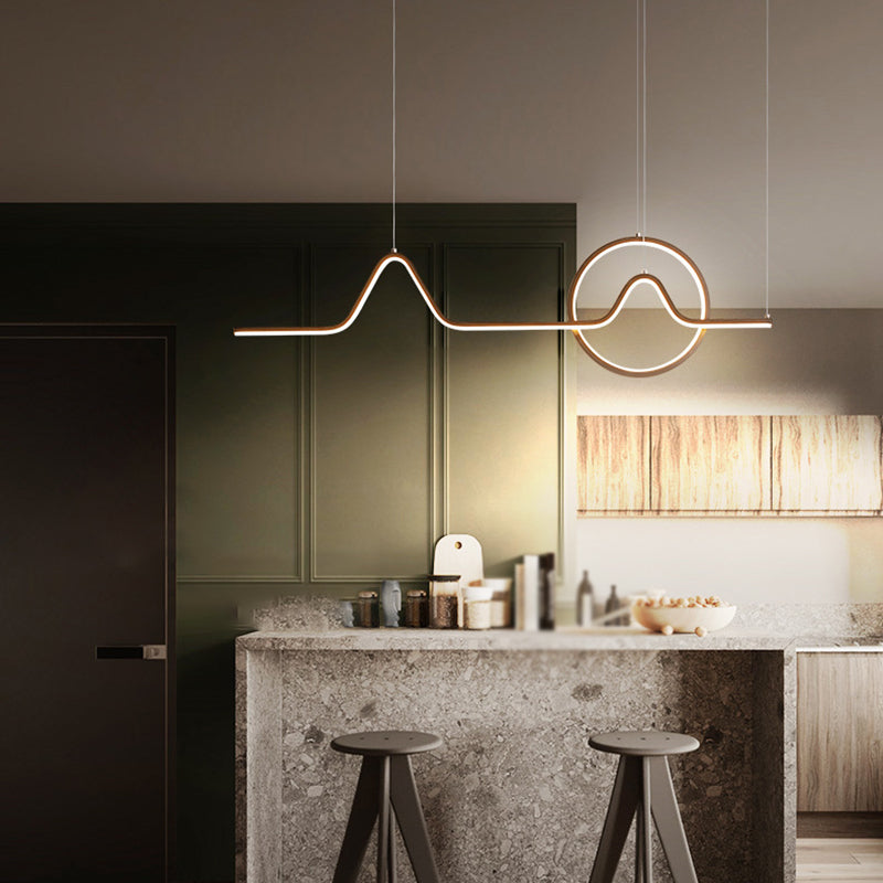 Linear Shape Chandelier Lighting Modern Style Metal 1 Light Island Lamp in Gold/Black