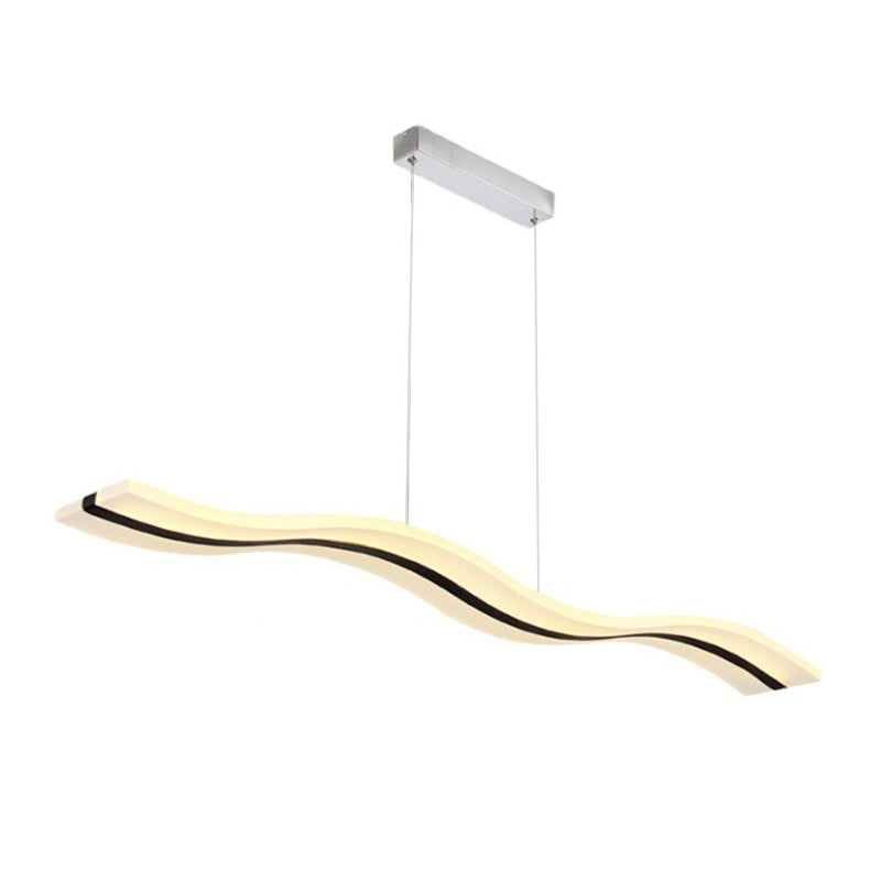 Linear Shape Chandelier Lighting Modern Style Metal 1 Lights Island Lamp in White