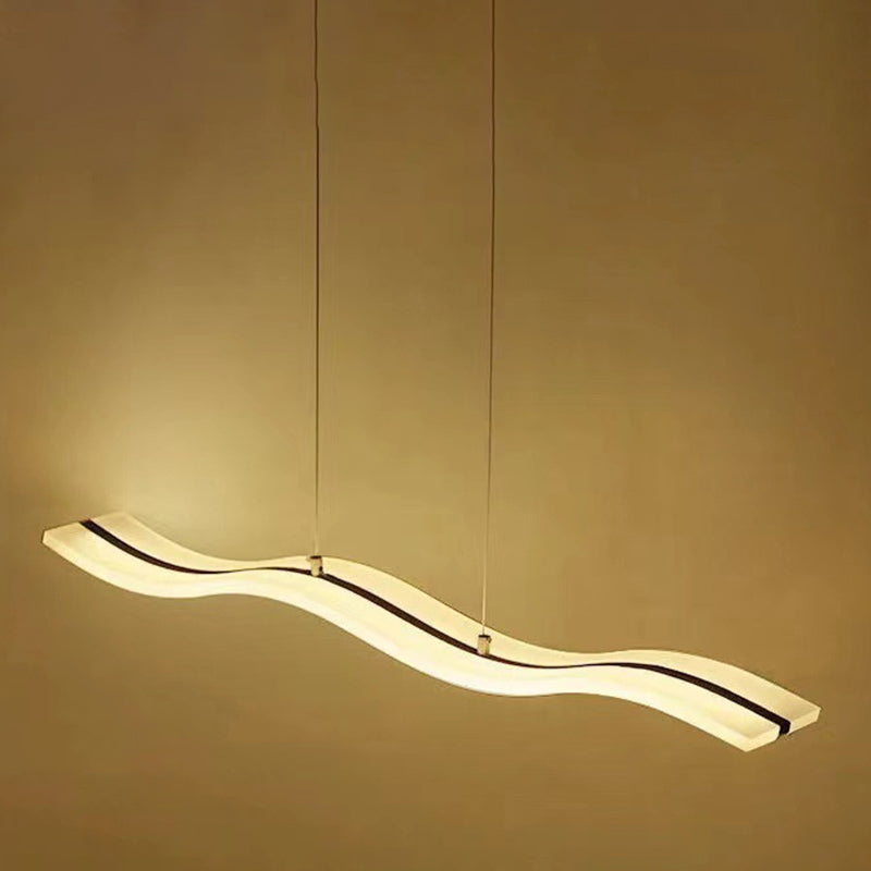 Linear Shape Chandelier Lighting Modern Style Metal 1 Lights Island Lamp in White