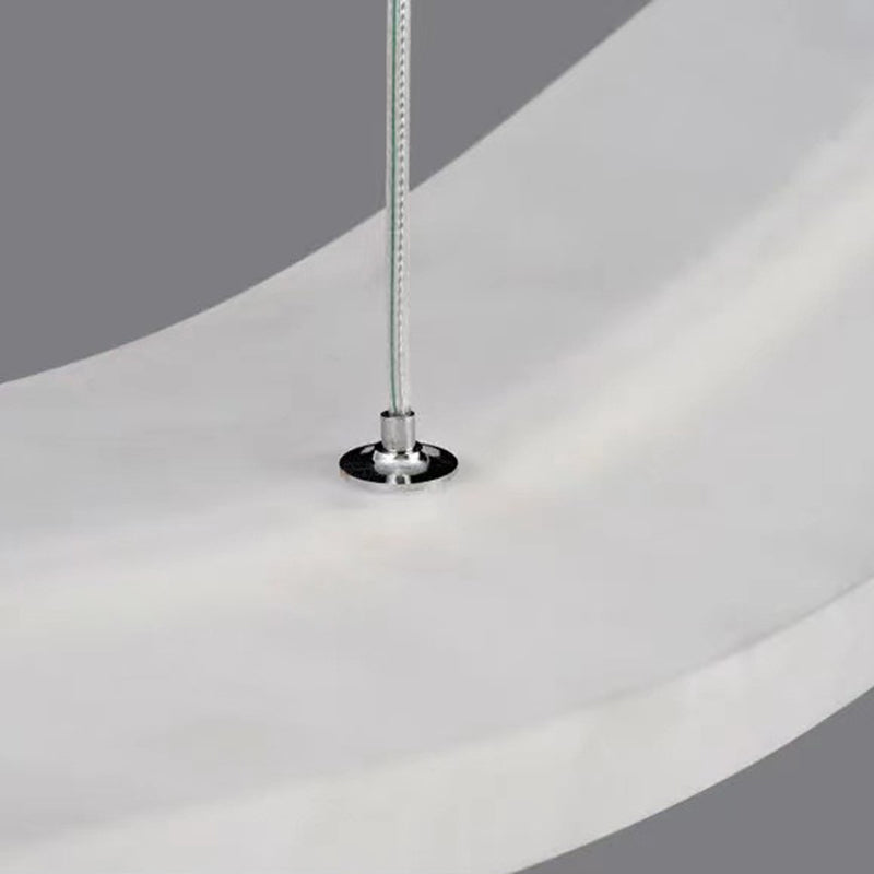 Linear Shape Chandelier Lighting Modern Style Metal 1 Lights Island Lamp in White