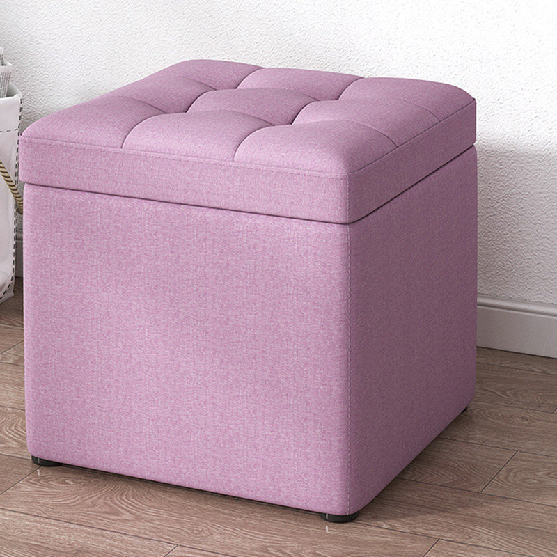 Tufted Pouf Solid Color Fabric Square Scratch Resistant Pouf Ottoman with Storage