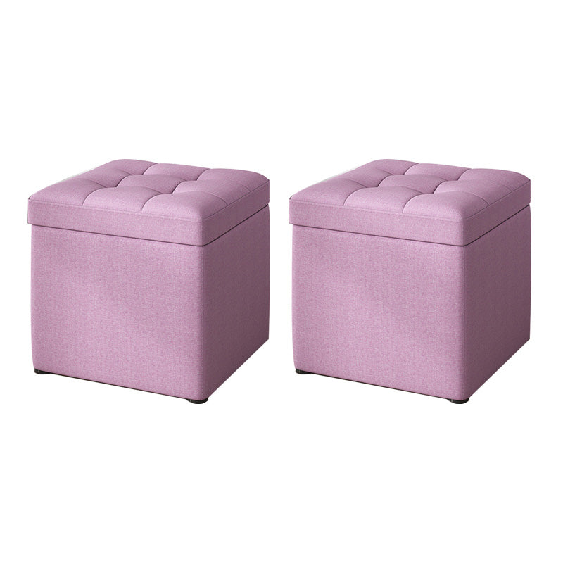 Tufted Pouf Solid Color Fabric Square Scratch Resistant Pouf Ottoman with Storage