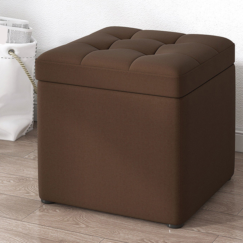 Tufted Pouf Solid Color Fabric Square Scratch Resistant Pouf Ottoman with Storage