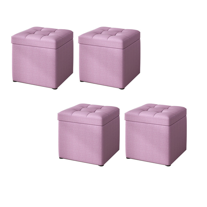 Tufted Pouf Solid Color Fabric Square Scratch Resistant Pouf Ottoman with Storage