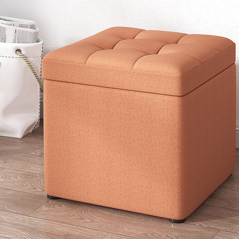 Tufted Pouf Solid Color Fabric Square Scratch Resistant Pouf Ottoman with Storage