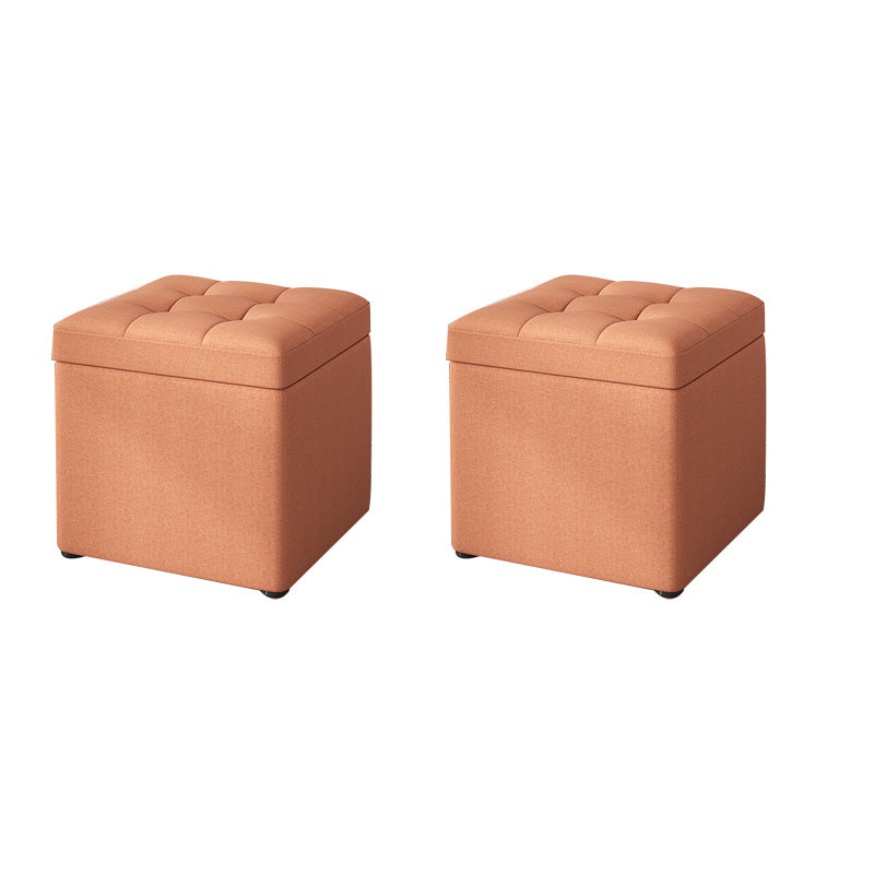 Tufted Pouf Solid Color Fabric Square Scratch Resistant Pouf Ottoman with Storage