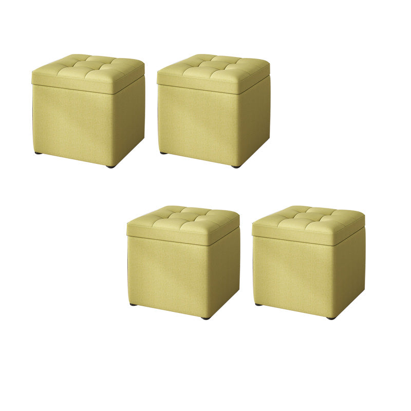 Tufted Pouf Solid Color Fabric Square Scratch Resistant Pouf Ottoman with Storage