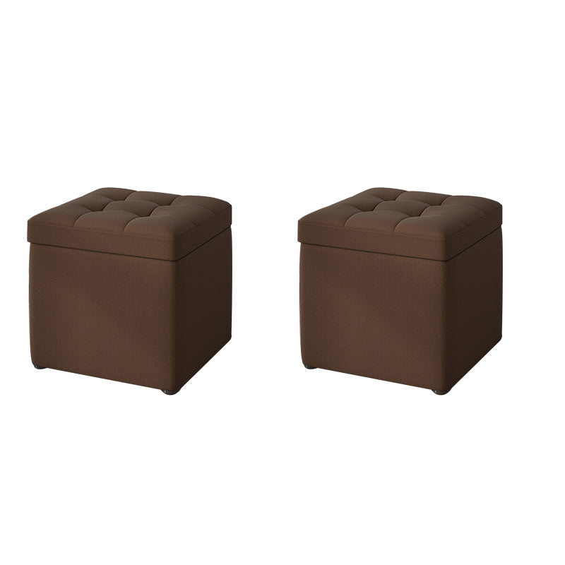 Tufted Pouf Solid Color Fabric Square Scratch Resistant Pouf Ottoman with Storage