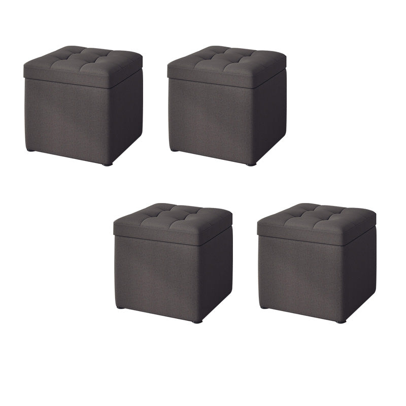 Tufted Pouf Solid Color Fabric Square Scratch Resistant Pouf Ottoman with Storage