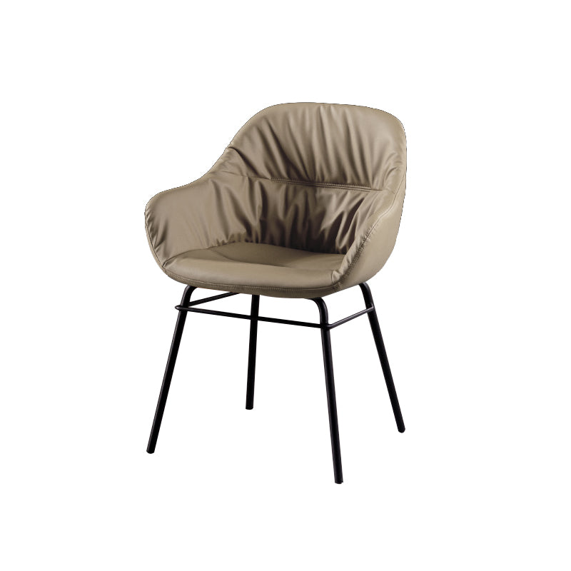 Modern Style Parsons Arm Chair Leather Upholstered Indoor Dining Chair