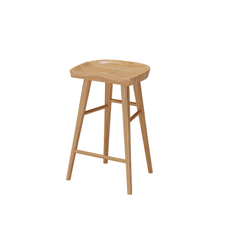Solid Wood Counter Stool Industrial Backless Bar Stool with Footrest
