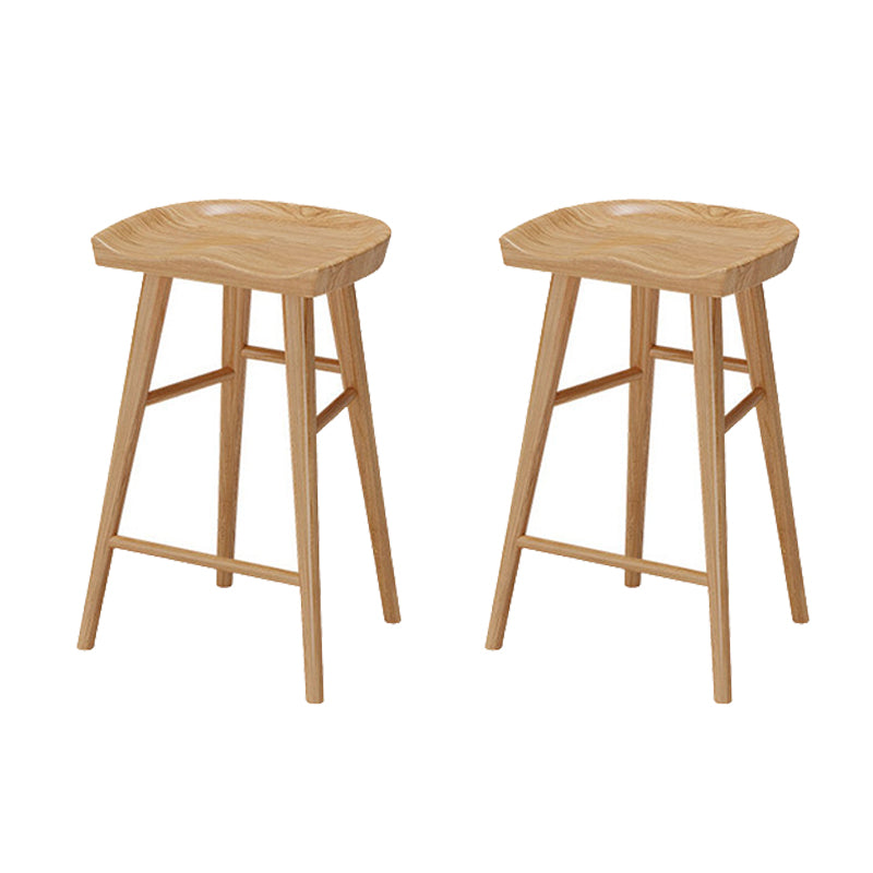 Solid Wood Counter Stool Industrial Backless Bar Stool with Footrest