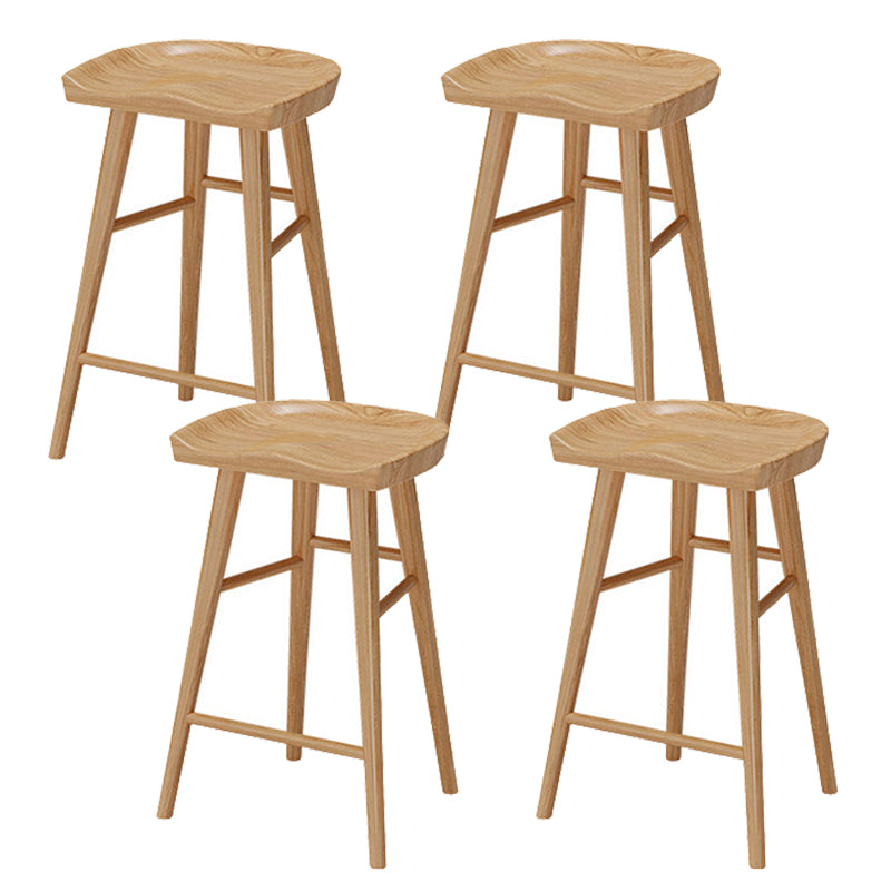 Solid Wood Counter Stool Industrial Backless Bar Stool with Footrest