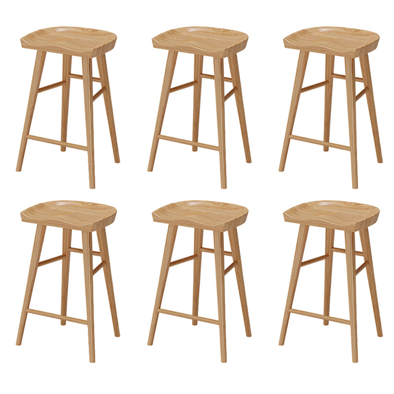 Solid Wood Counter Stool Industrial Backless Bar Stool with Footrest
