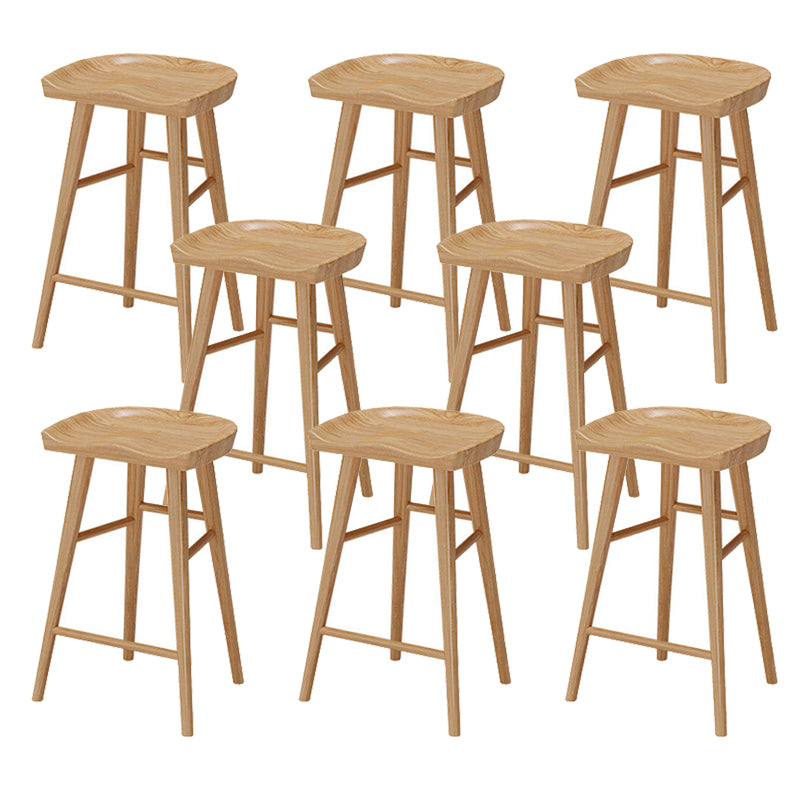 Solid Wood Counter Stool Industrial Backless Bar Stool with Footrest