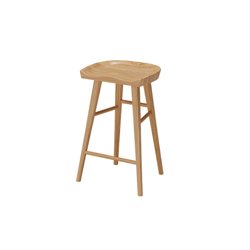Solid Wood Counter Stool Industrial Backless Bar Stool with Footrest