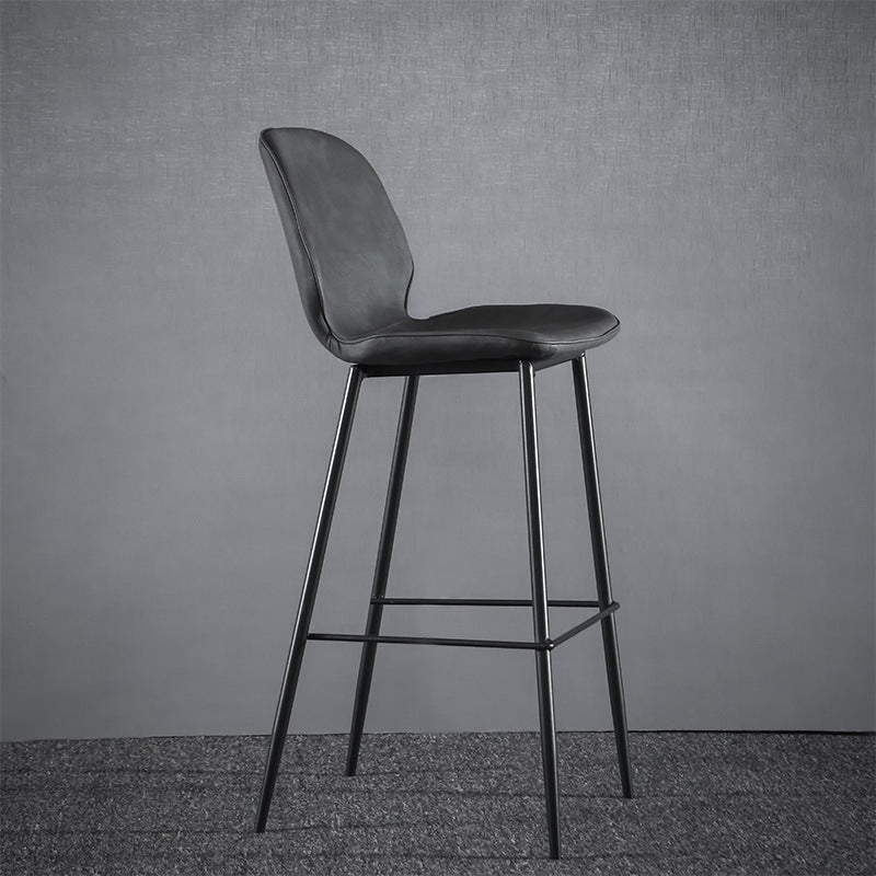 Modern Faux Leather Counter Stool Low Back Indoor Stool with Black Frame