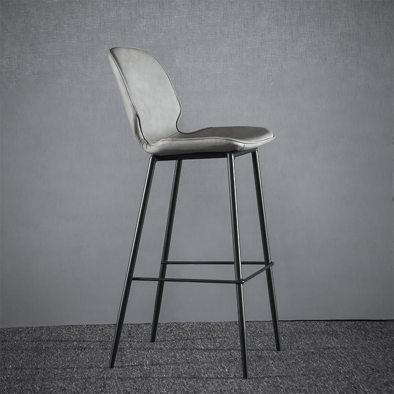 Modern Faux Leather Counter Stool Low Back Indoor Stool with Black Frame